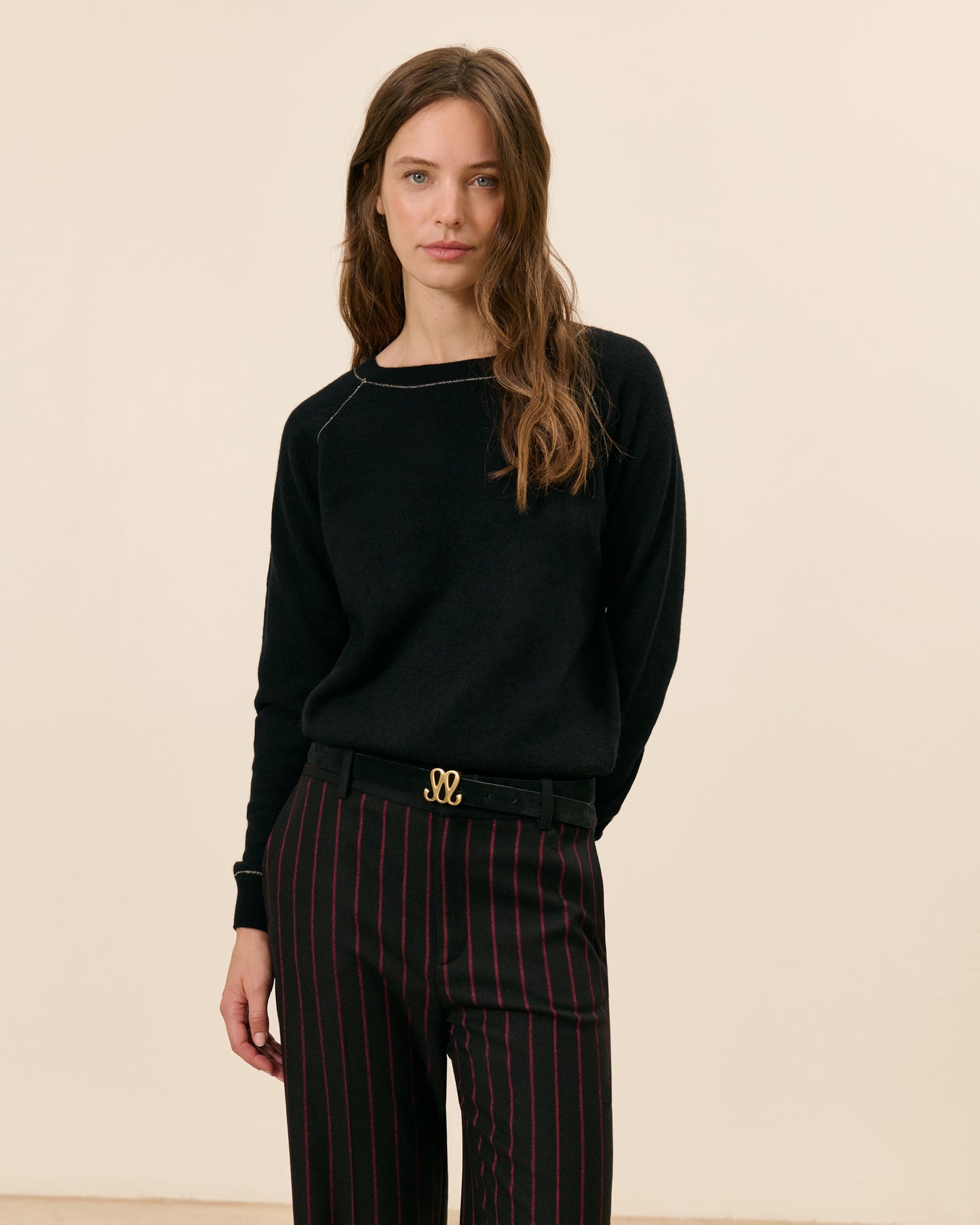 Orsay Round Neck Lurex Sweater - Black