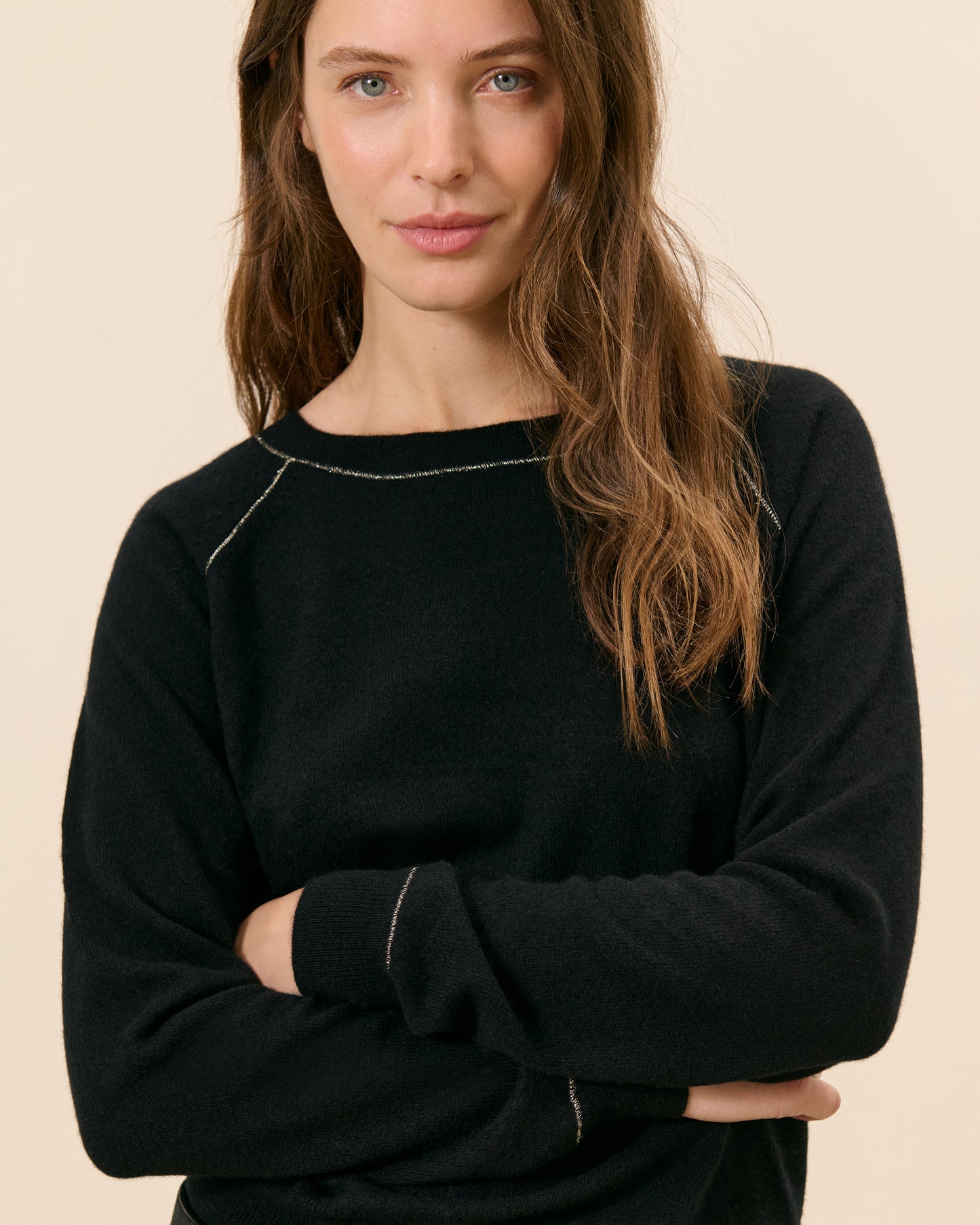 Orsay Round Neck Lurex Sweater - Black