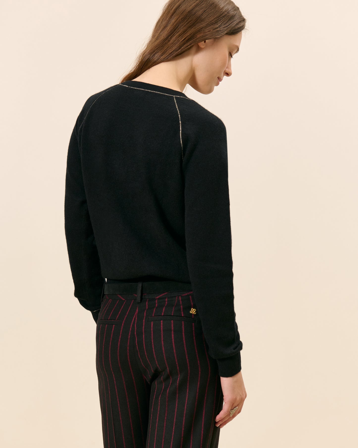 Orsay Round Neck Lurex Sweater - Black