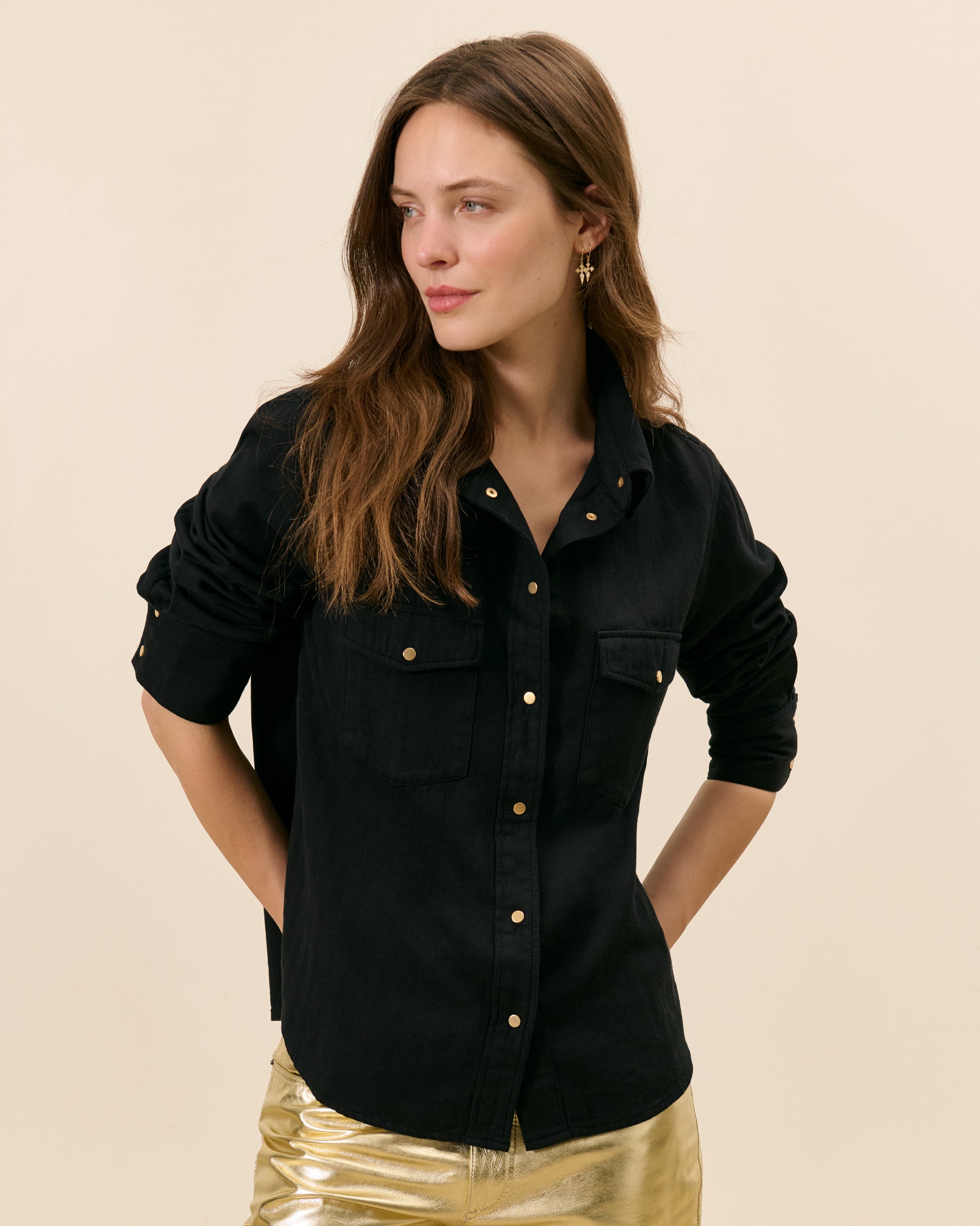 Chemise Lafayette - Noir Coton  1 - Mode Femme tendance