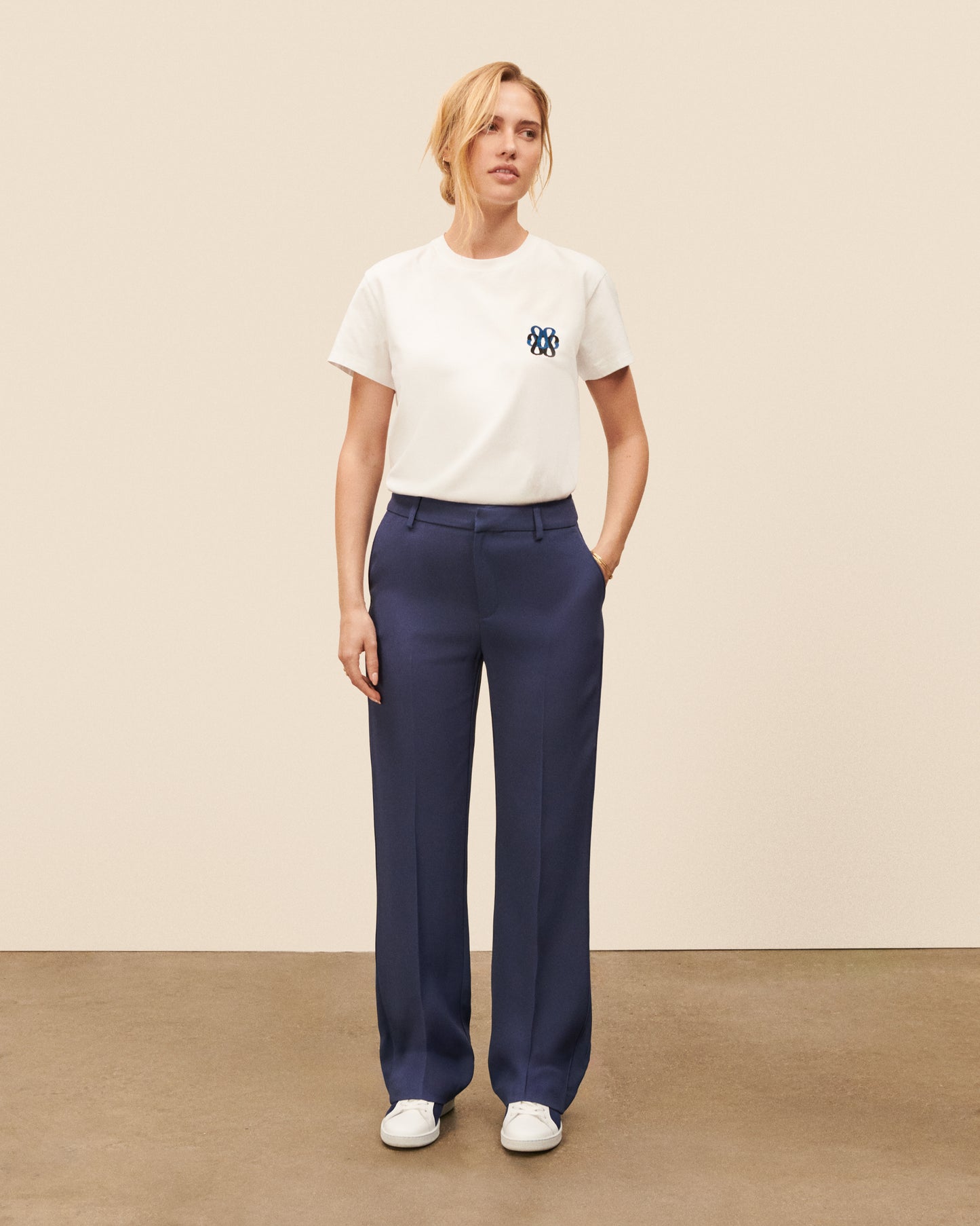 Pantalon Smoking à pince Iena - Bleu Nuit fluide, chic Maison Sarah Lavoine Bleu Nuit Acetate   3