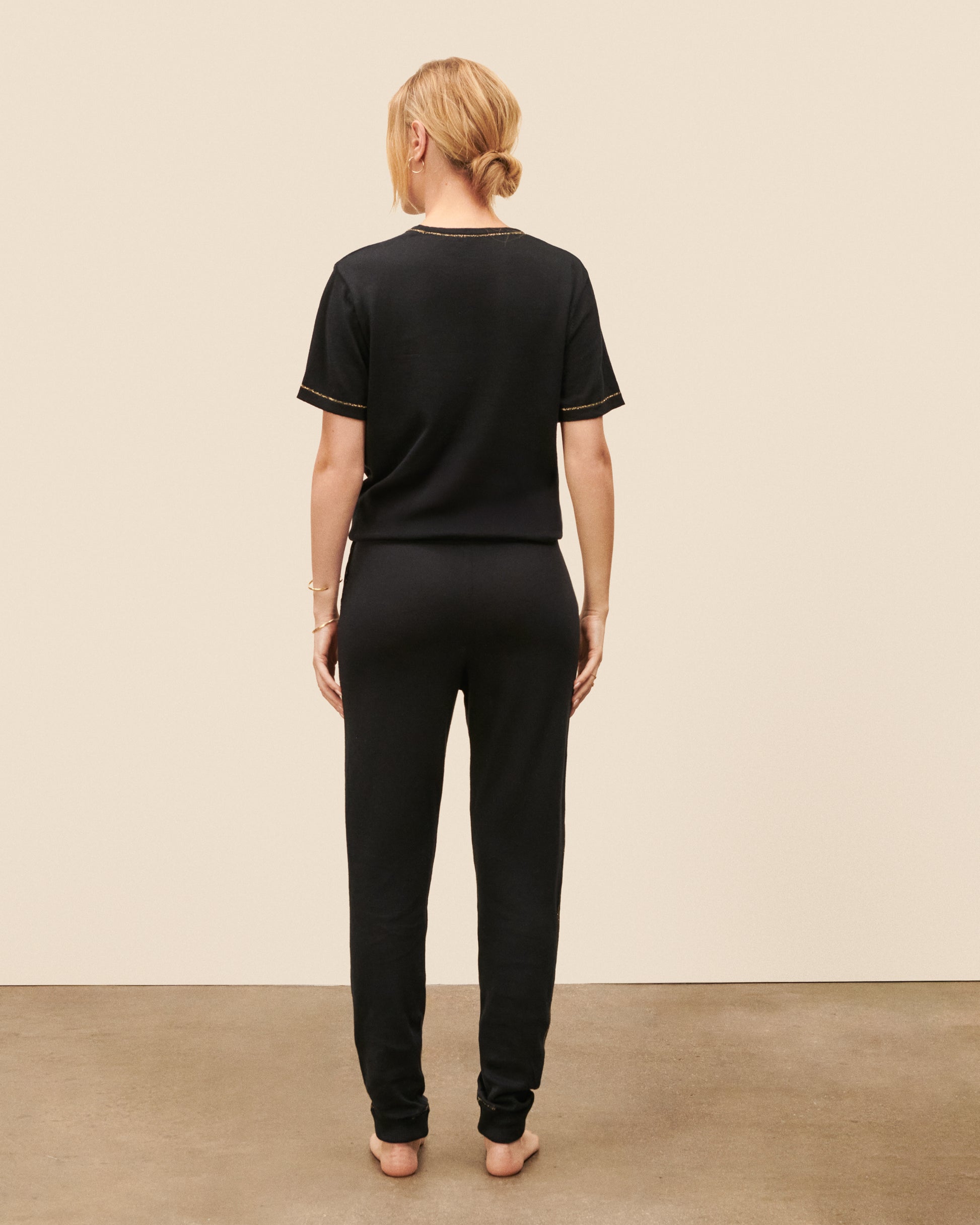 Pantalon jogging Marais - Noir fluide, chic Maison Sarah Lavoine Noir Coton   6