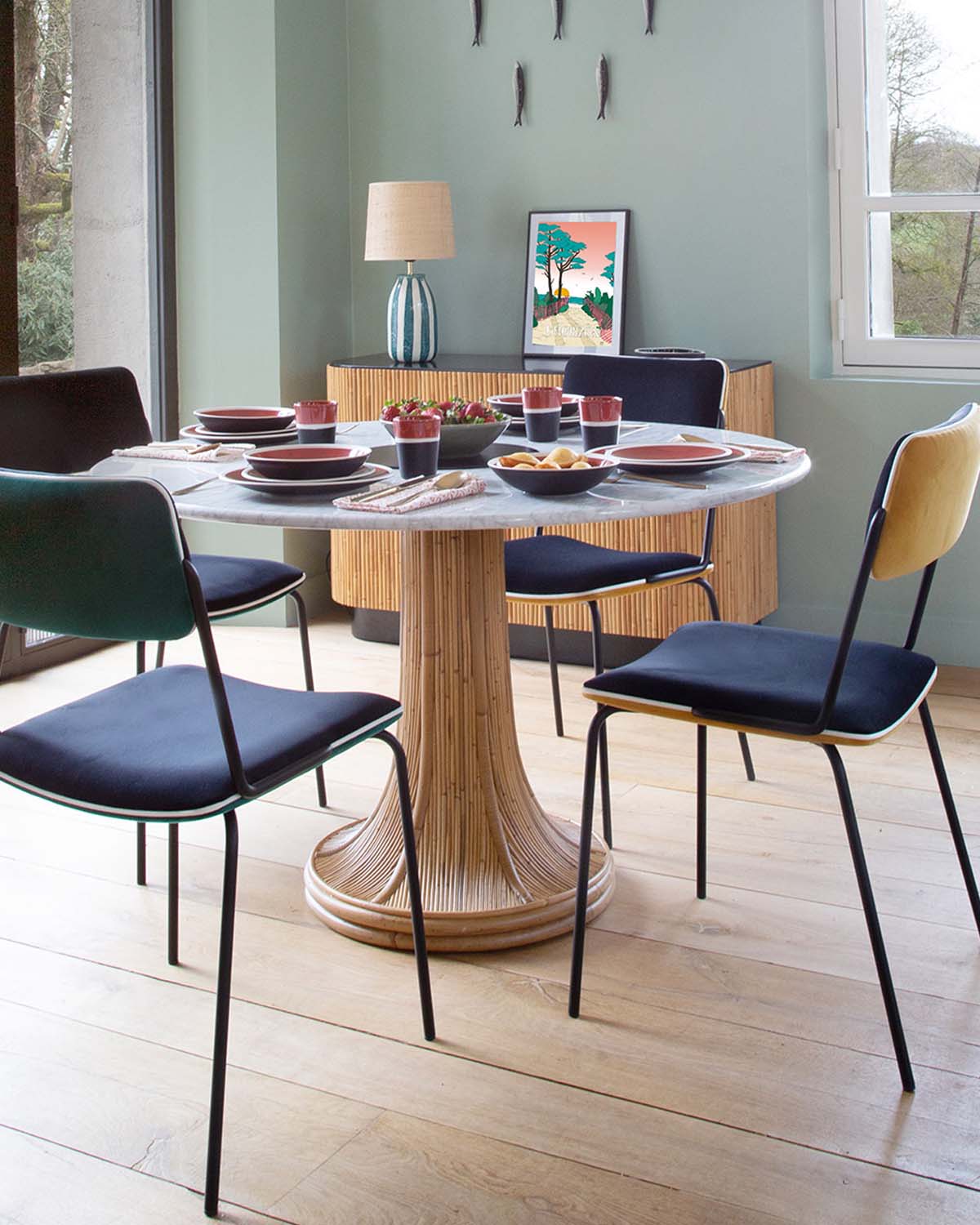 Table ronde Riviera Marbre Blanc design Maison Sarah Lavoine Blanc / Naturel Marbre   5