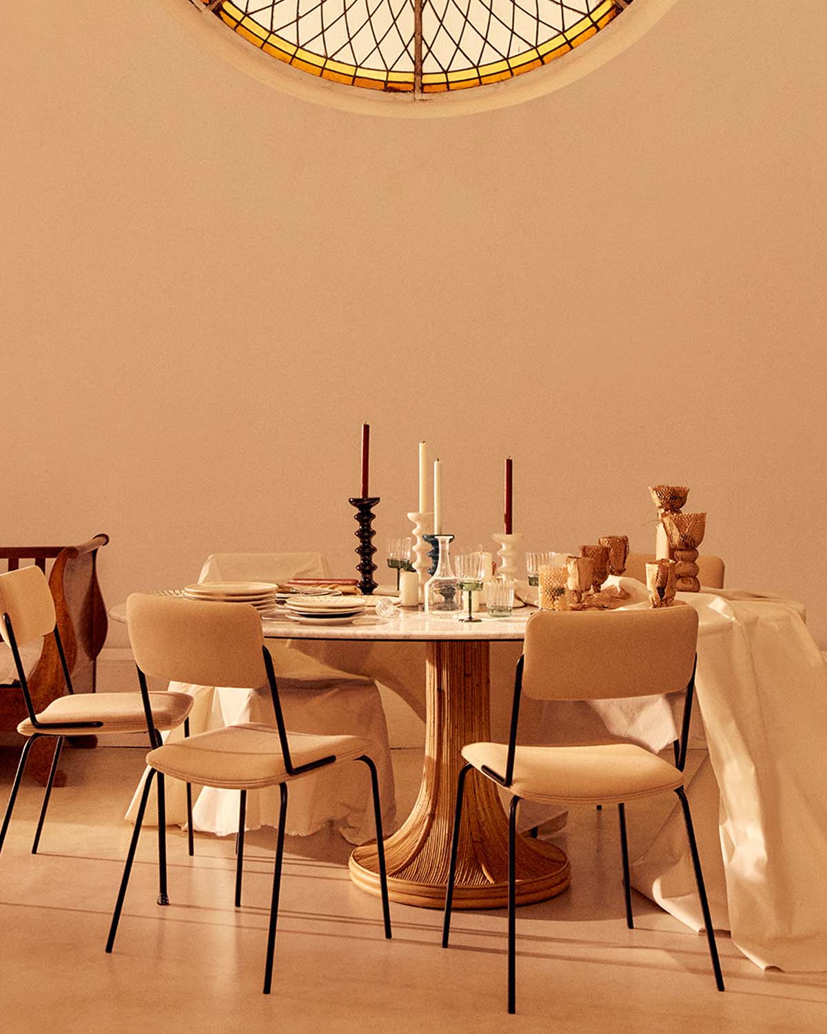 Table ovale Riviera Marbre Blanc design Maison Sarah Lavoine Blanc / Naturel Marbre 199 cm 74 cm 4