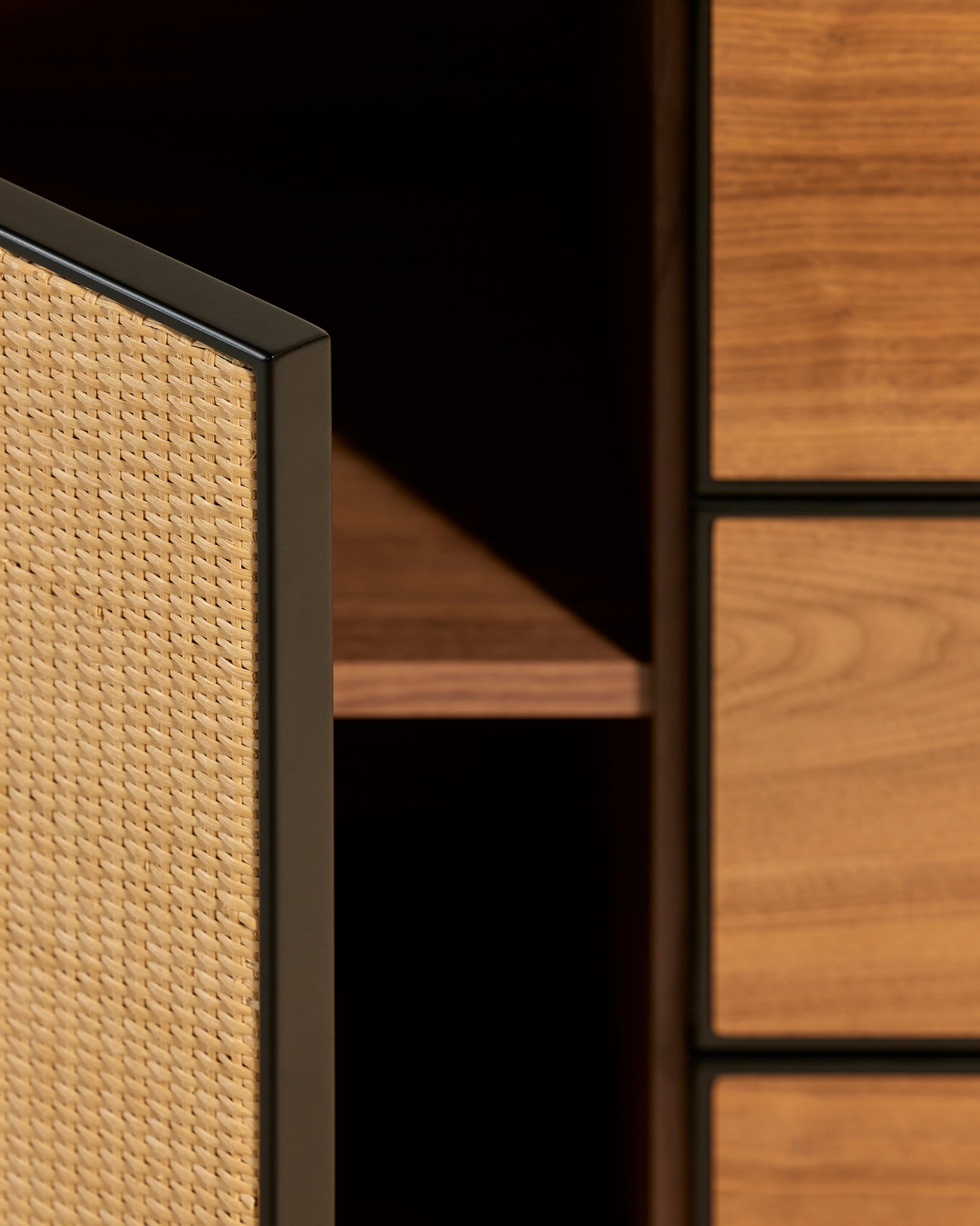Commode Essence - Noyer moderne Maison Sarah Lavoine Noyer Moelle de rotin 100 cm 75 cm 4