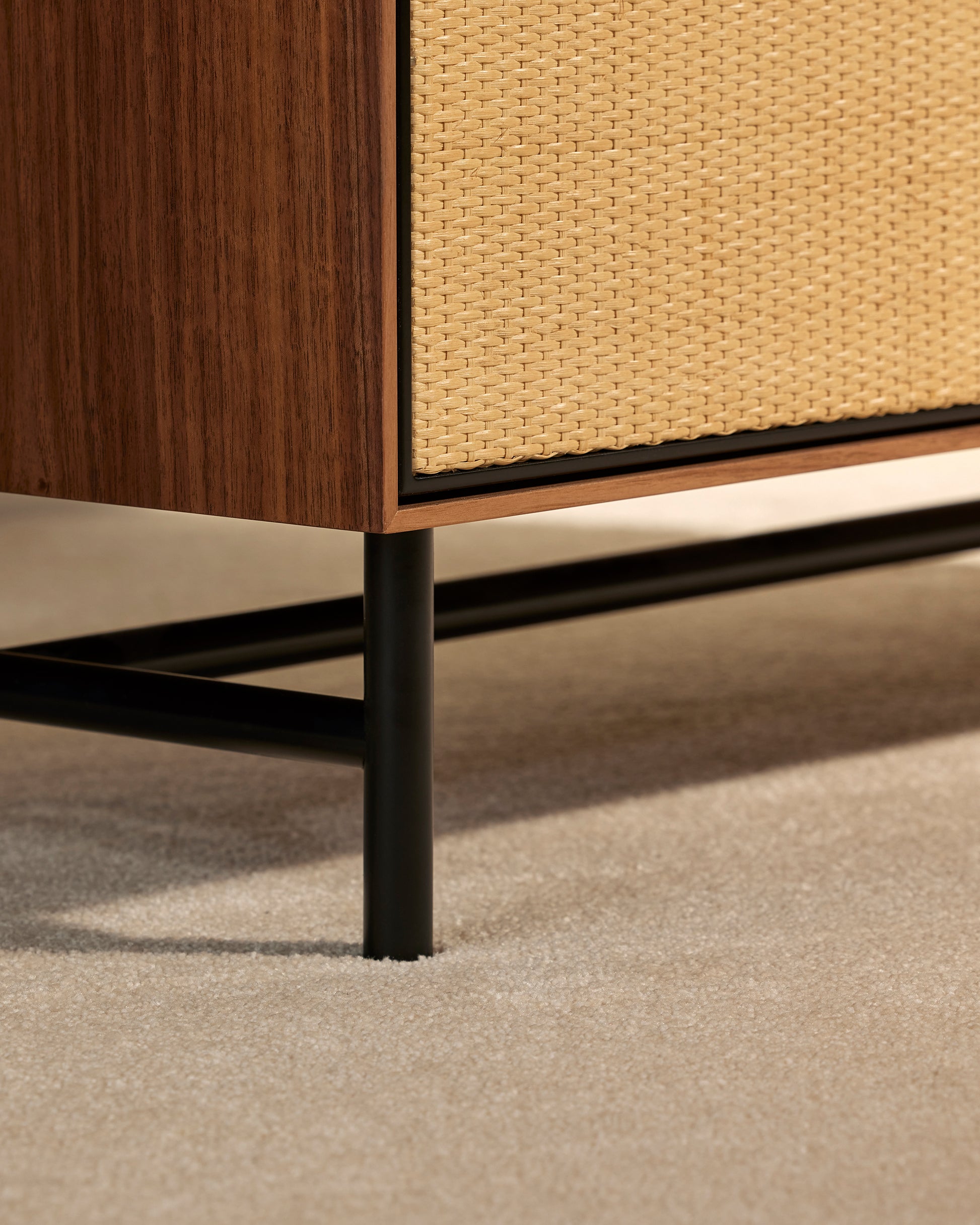 Commode Essence - Noyer moderne Maison Sarah Lavoine Noyer Moelle de rotin 100 cm 75 cm 5