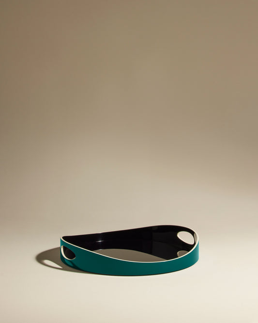 Plateau Basile - Bleu Sarah design Maison Sarah Lavoine Bleu Sarah Bois laqué   1