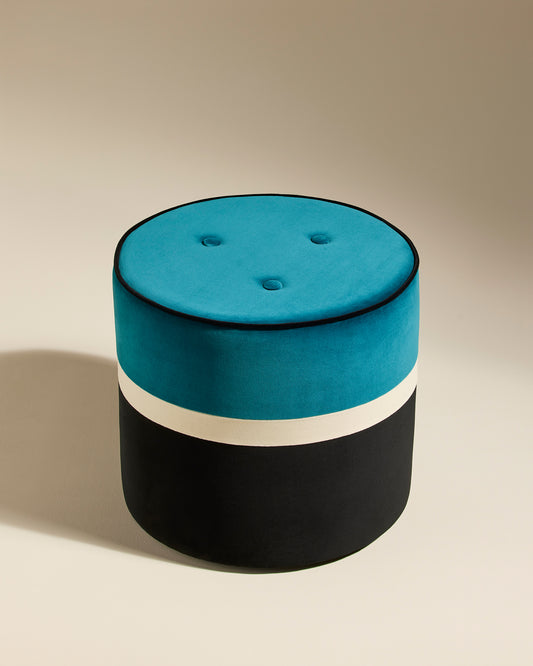 Pouf Léo - Bleu Sarah design Maison Sarah Lavoine Bleu Sarah Velours 43 cm 2