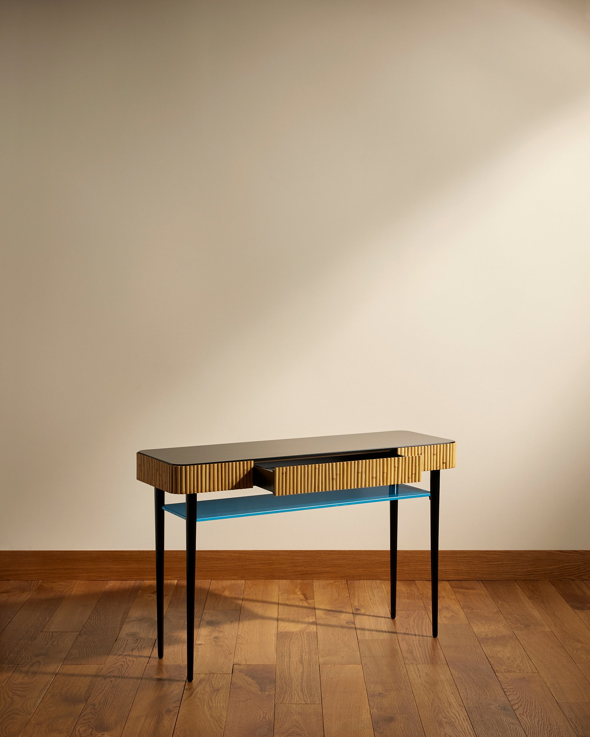 Console Riviera - Bleu Sarah design Maison Sarah Lavoine Bleu Sarah Rotin 120 cm 80 cm 3