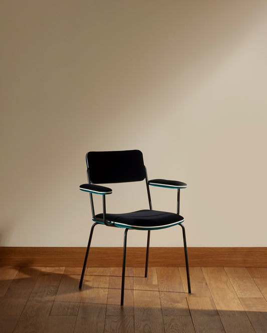Chaise accoudoirs Double Jeu - Bleu Sarah design Maison Sarah Lavoine Bleu Sarah Velours 45 cm 85 cm 3