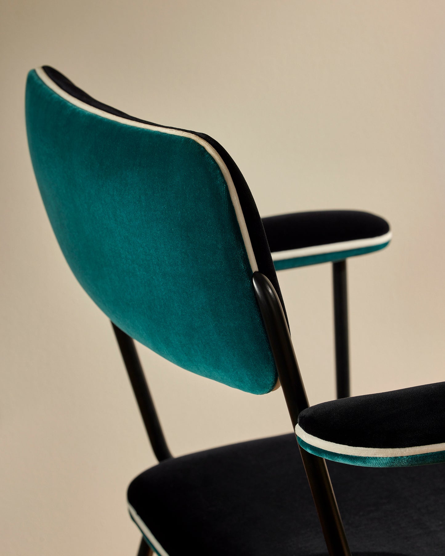 Chaise accoudoirs Double Jeu - Bleu Sarah design Maison Sarah Lavoine Bleu Sarah Velours 45 cm 85 cm 2