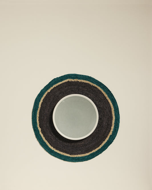 Set de table Globe - Noir / Bleu Sarah design Maison Sarah Lavoine Noir / Bleu Sarah Raphia 3