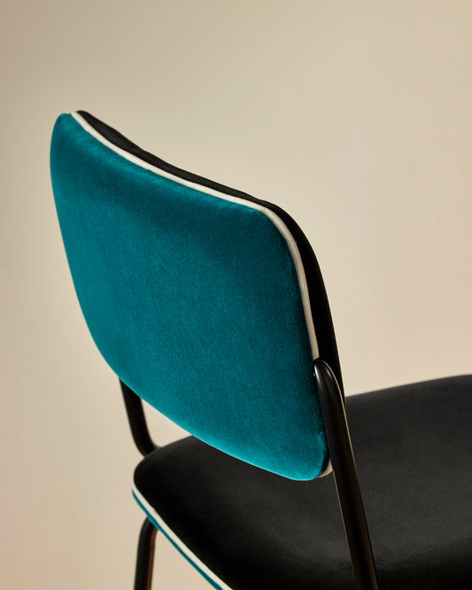 Chaise de bar Double Jeu - Bleu Sarah design Maison Sarah Lavoine Bleu Sarah Velours 51 cm 106 cm 2