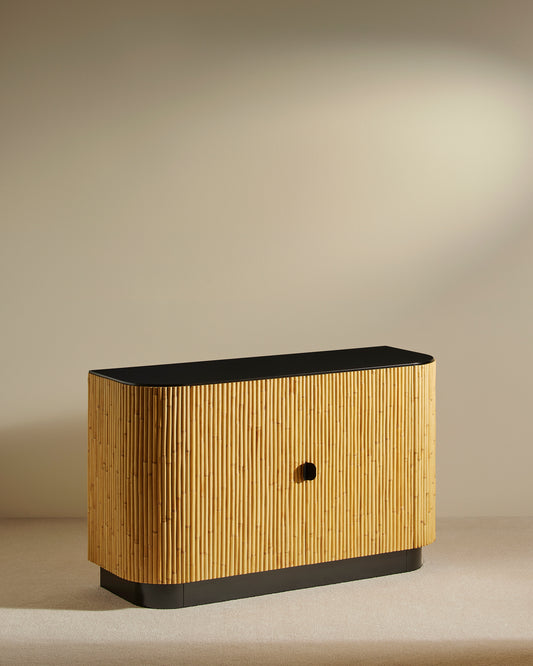Riviera Sideboard - Modern Black Maison Sarah Lavoine Black Rattan 120 cm 75 cm 3