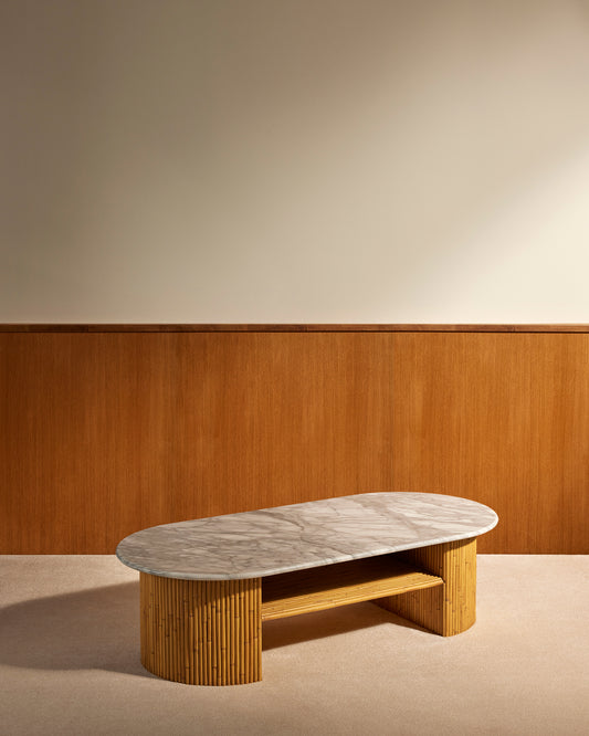 Riviera coffee table - White design Maison Sarah Lavoine Ecru Marble 144 cm 40 cm 3