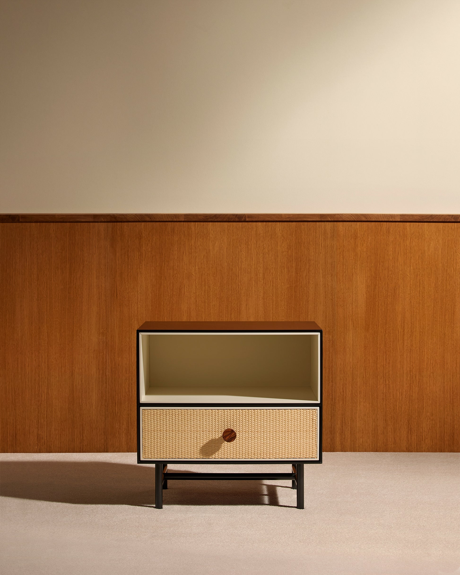 Table de chevet Essence - Noir design Maison Sarah Lavoine Noir Moelle de rotin 55 cm 55 cm 1