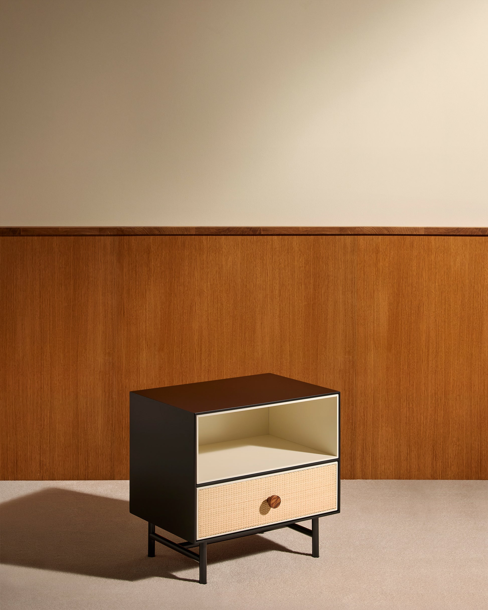 Table de chevet Essence - Noir design Maison Sarah Lavoine Noir Moelle de rotin 55 cm 55 cm 2