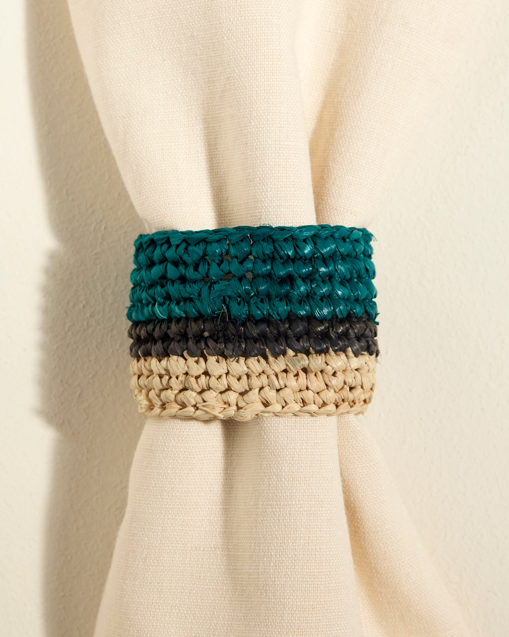 Rond de serviette Globe - Bleu Sarah moderne Maison Sarah Lavoine Bleu Sarah Raphia   2