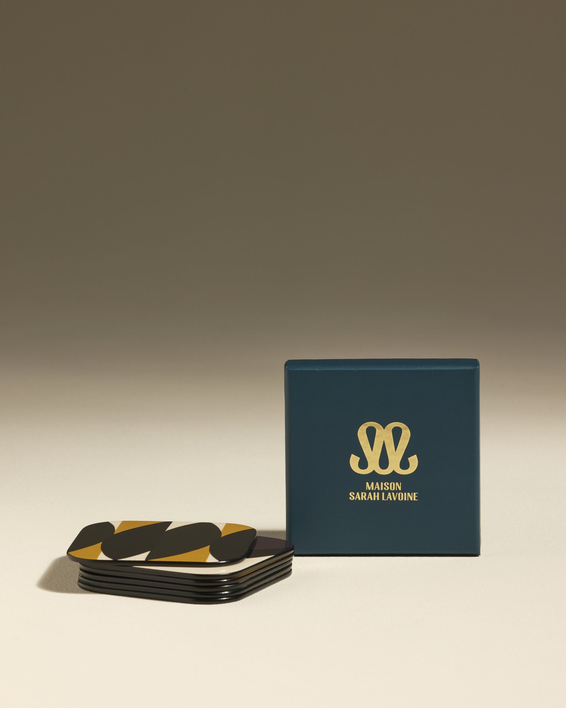 Dessous de verre Tchin - Multicolore design Maison Sarah Lavoine Ocre Bois 9,5 cm  1