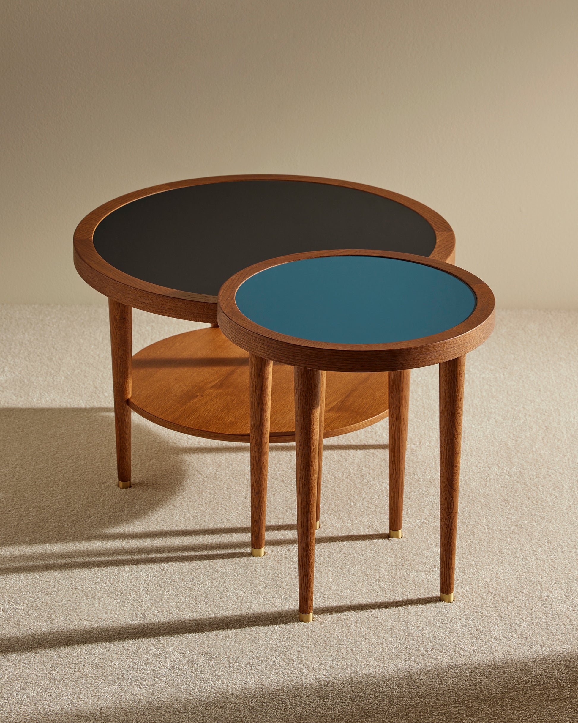 Table basse ronde Puzzle - Bleu Sarah design Maison Sarah Lavoine Bleu Sarah Chêne  45 cm 4