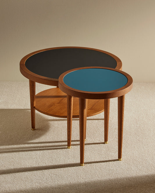 Table basse ronde Puzzle - Noir design Maison Sarah Lavoine Noir Chêne 40 cm 4