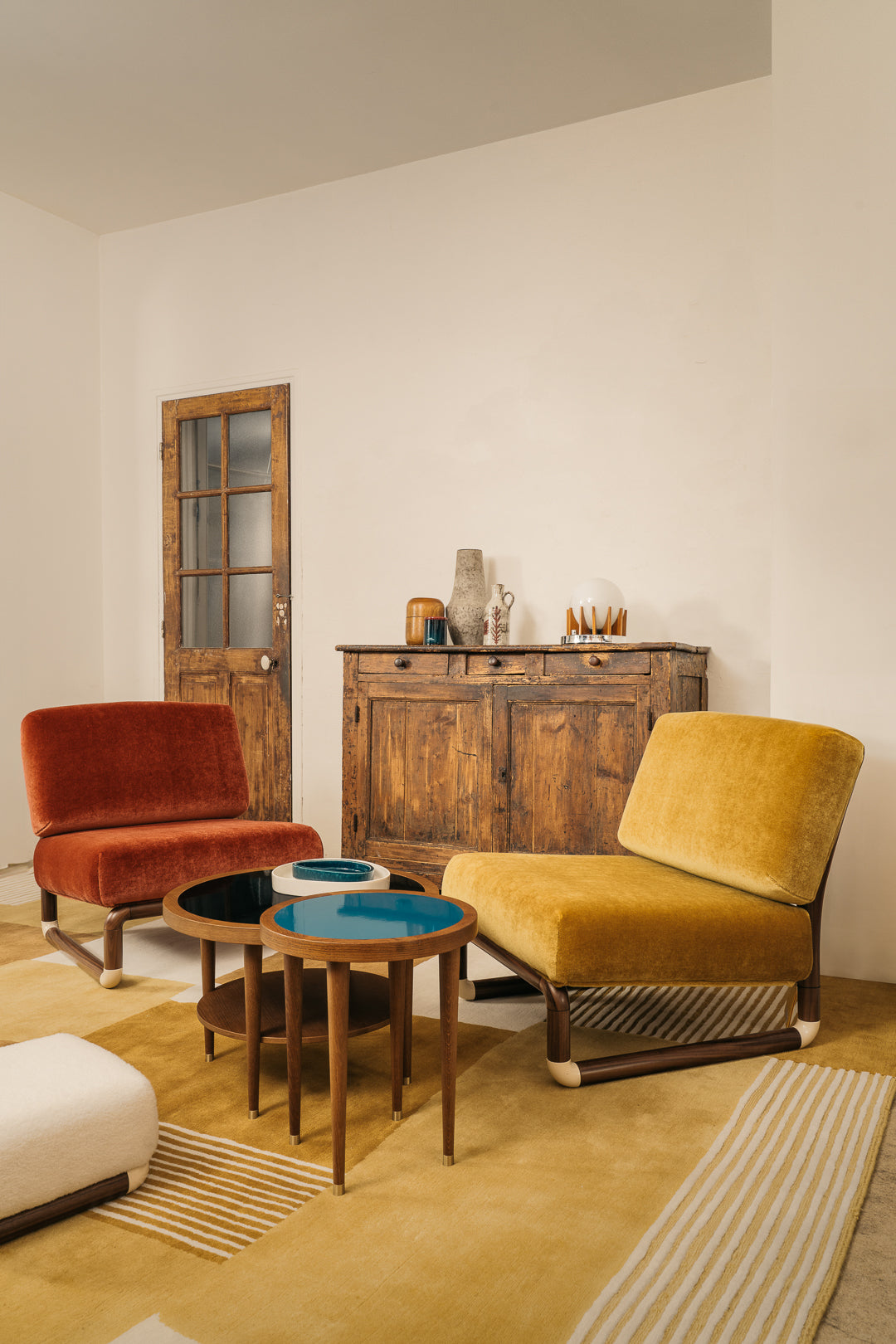 Table basse ronde Puzzle - Bleu Sarah design Maison Sarah Lavoine Bleu Sarah Chêne 45 cm 7