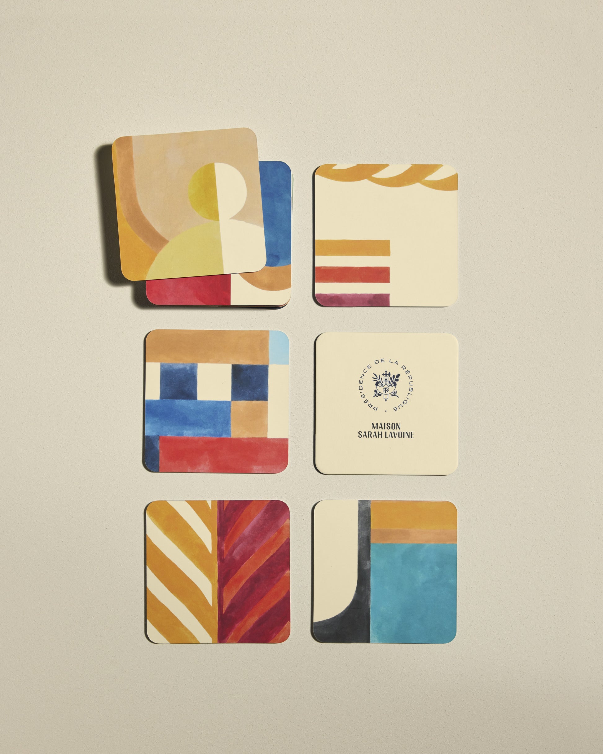 Dessous de verre Fraternité - Multicolore design Maison Sarah Lavoine  Papier 9 cm  3