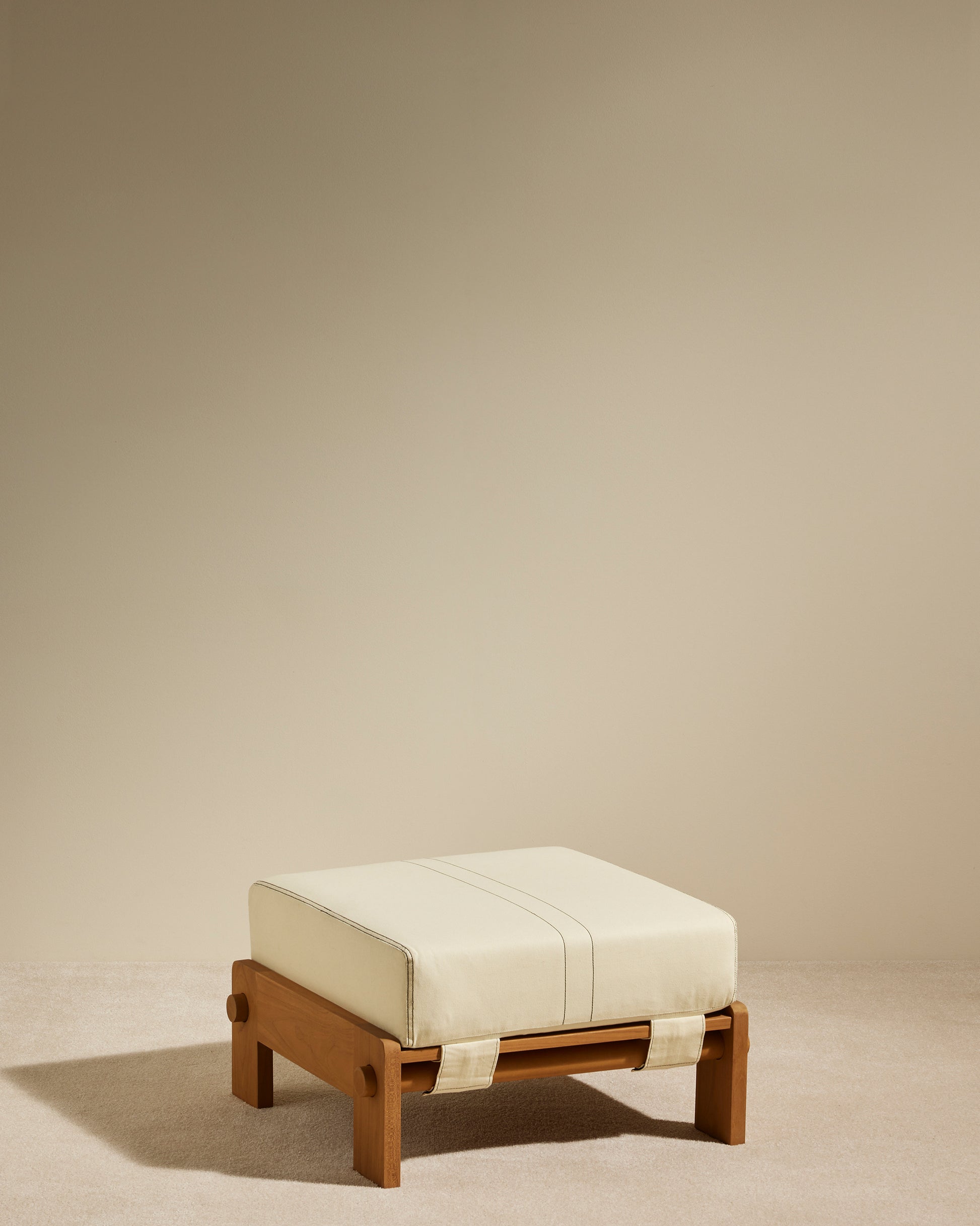 Pouf Graney - Ecru design Maison Sarah Lavoine Ecru  Teak 55 cm  35 cm  2