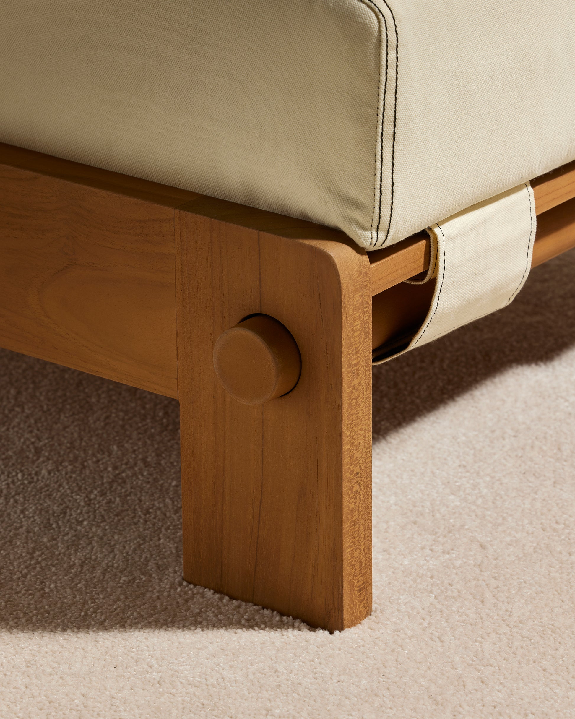 Pouf Graney - Ecru design Maison Sarah Lavoine Ecru  Teak 55 cm  35 cm  3