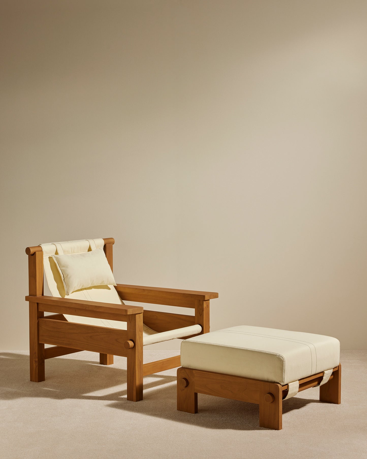 Pouf Graney - Ecru design Maison Sarah Lavoine Ecru  Teak 55 cm  35 cm  4