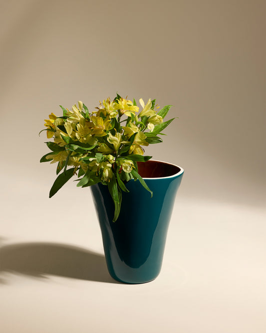 Vase Double Jeu - Bleu Sarah/Chocolat
