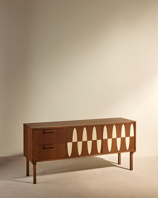 Enfilade Ecailles moderne Maison Sarah Lavoine Noyer Moelle de rotin 160 cm 75 cm 2