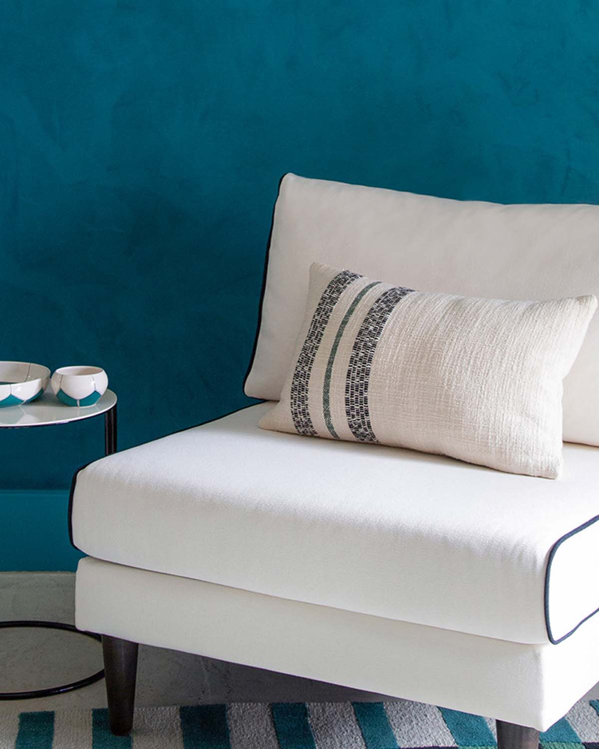 Chauffeuse Noa - Blanc / Noir design Maison Sarah Lavoine Blanc / Noir Coton 80 cm 80 cm 8