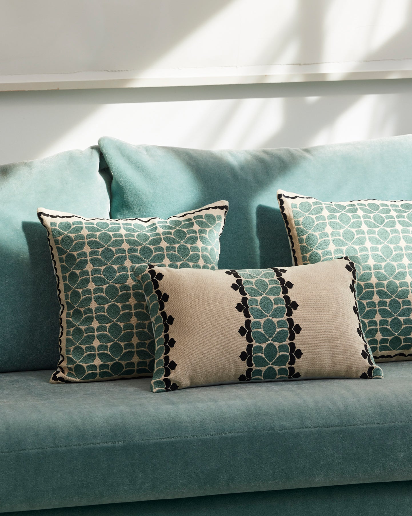 Coussin Flore - Amazonite design Maison Sarah Lavoine Amazonite Coton  50 cm 30 cm 4