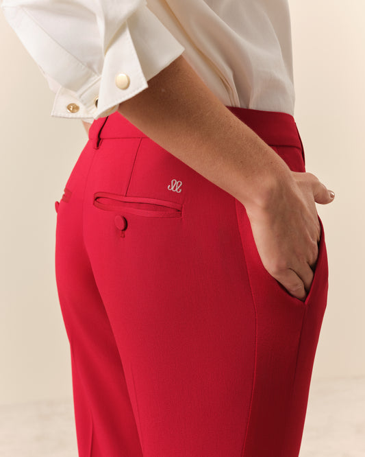 Pantalon de smoking court Claude - Rouge