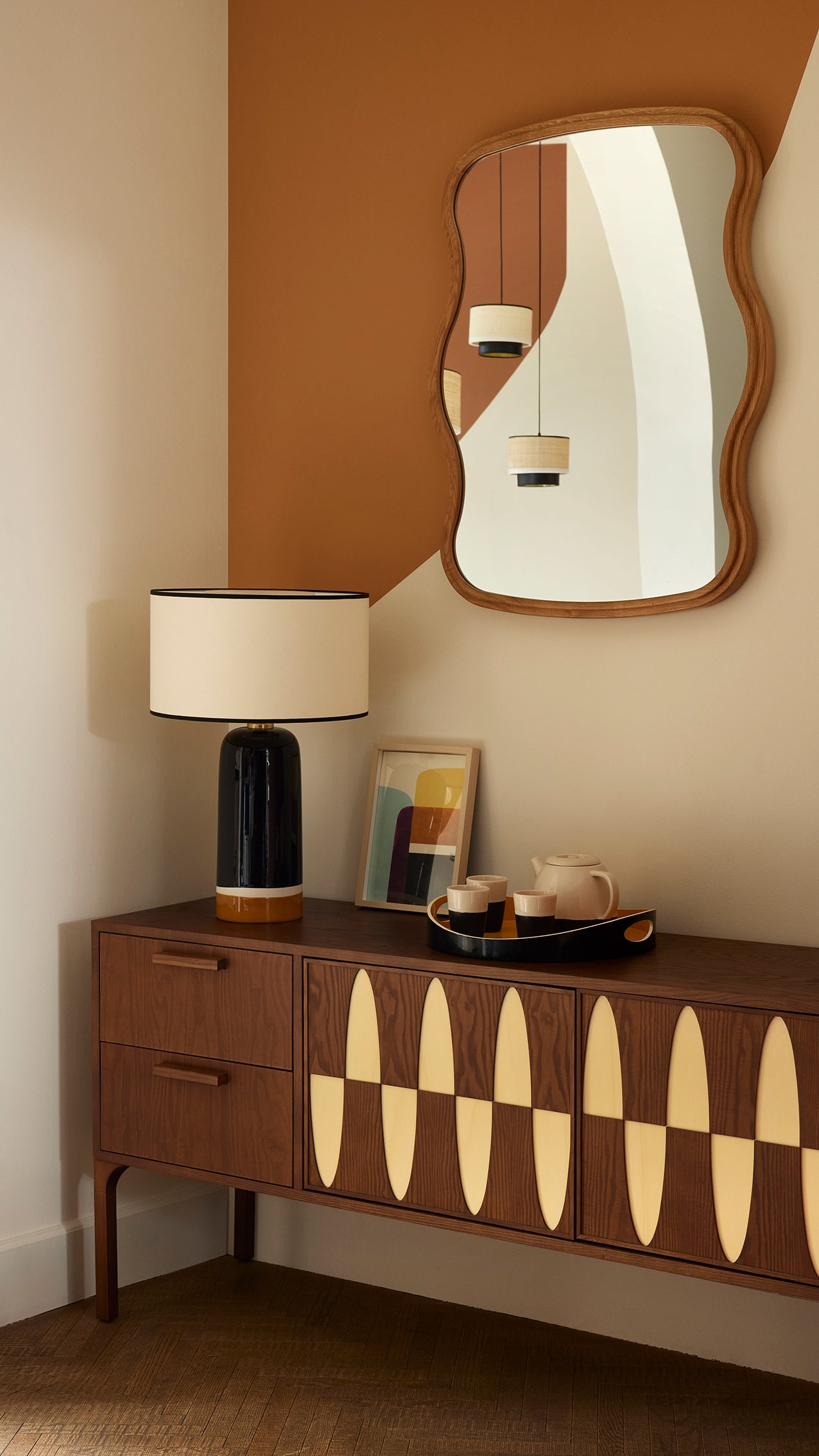 Enfilade Ecailles moderne Maison Sarah Lavoine Noyer Moelle de rotin 160 cm 75 cm 7