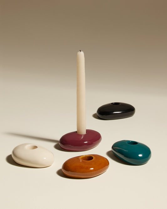 Bougeoir Stone - Noir design Maison Sarah Lavoine Noir Céramique 10 cm 3,5 cm 4