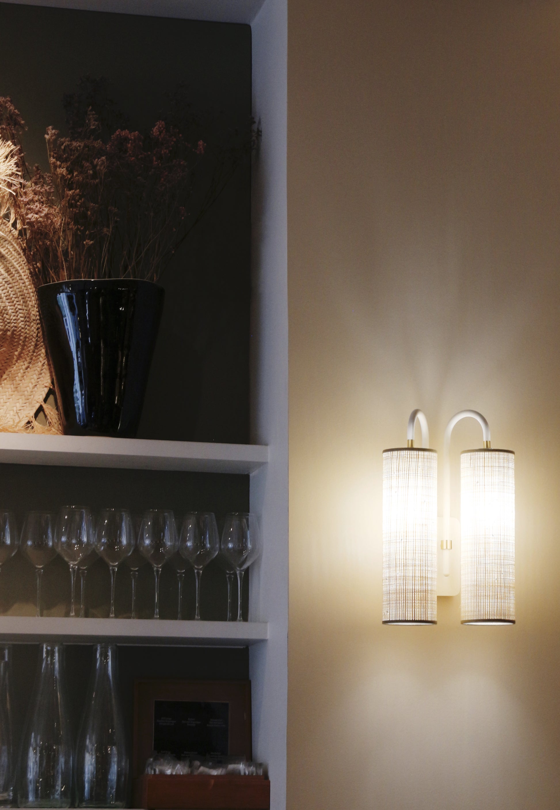 Applique Tokyo Double - Blanc design Maison Sarah Lavoine Blanc Rabane 23 cm 42 cm 2