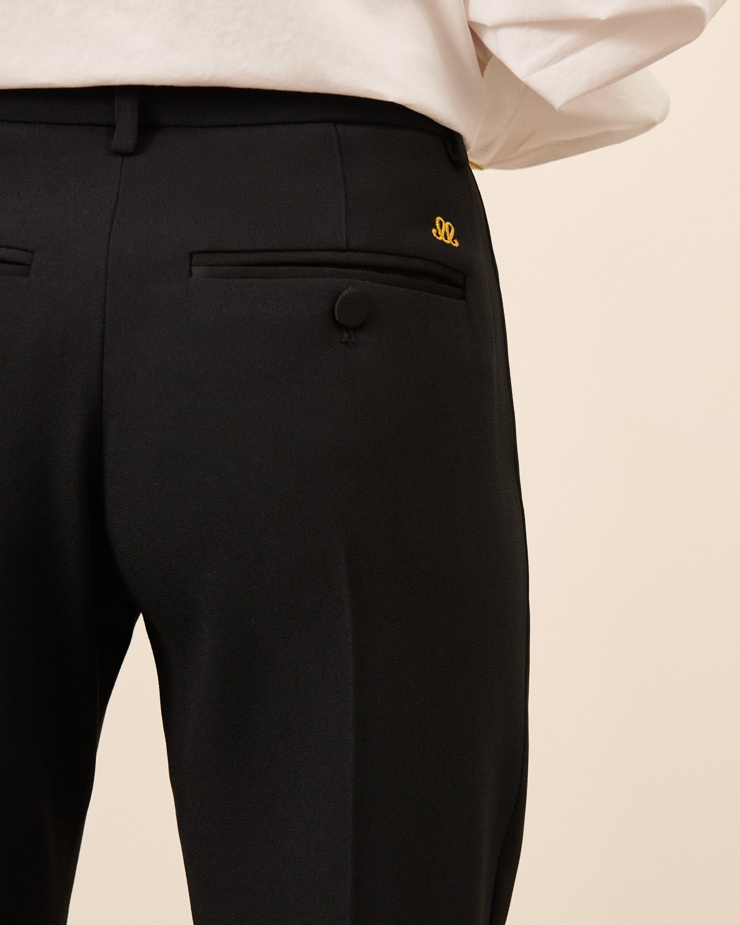 Pantalon de smoking Claude court - Noir fluide, chic Maison Sarah Lavoine Noir Acetate    2