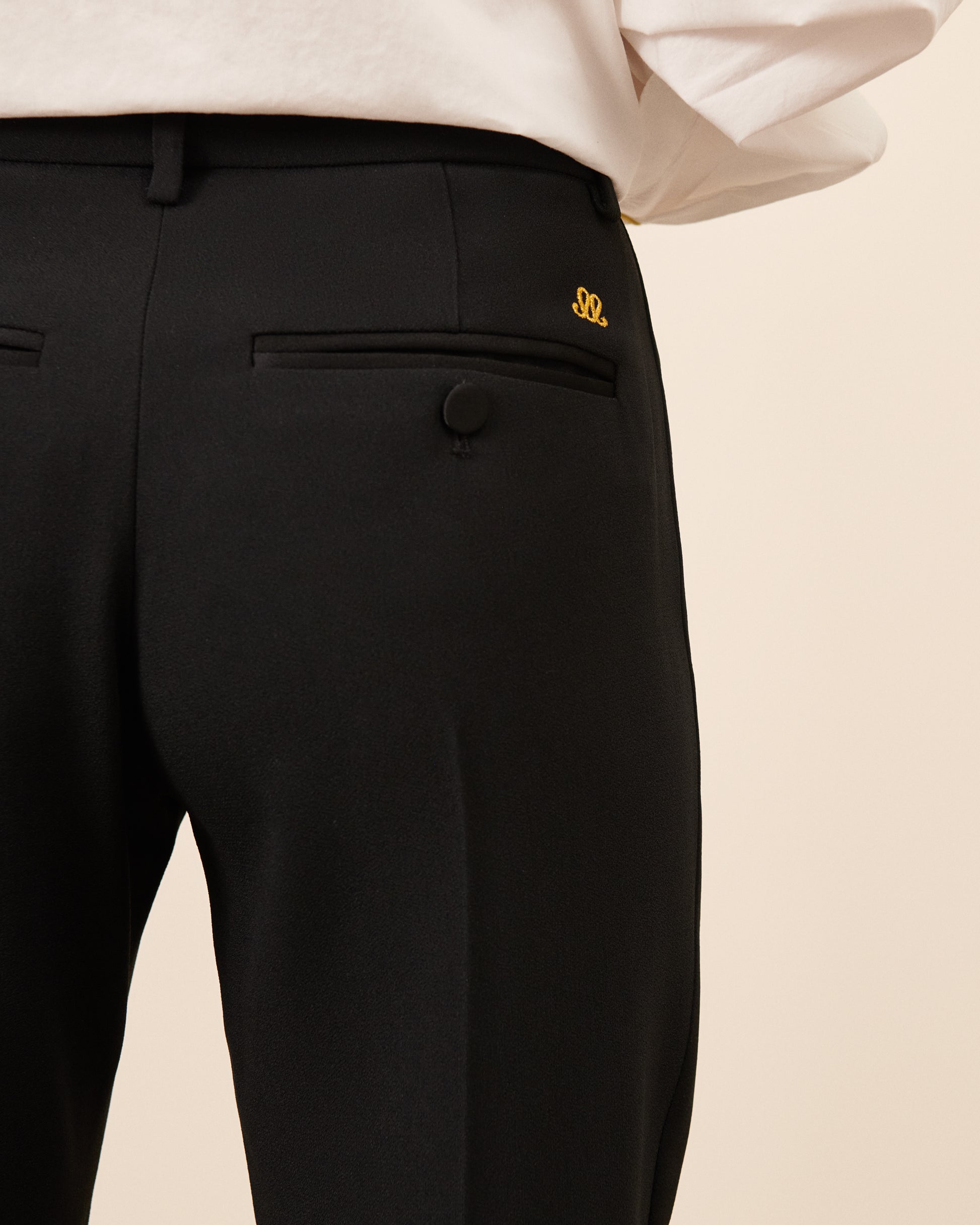 Pantalon de smoking Claude court - Noir fluide, chic Maison Sarah Lavoine Noir Acetate    2