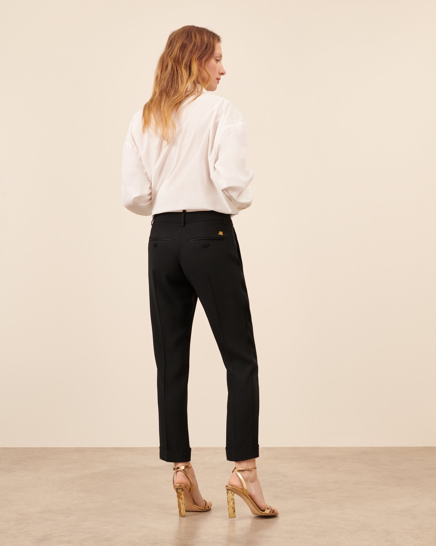 Pantalon de smoking Claude court - Noir fluide, chic Maison Sarah Lavoine Noir Acetate    3