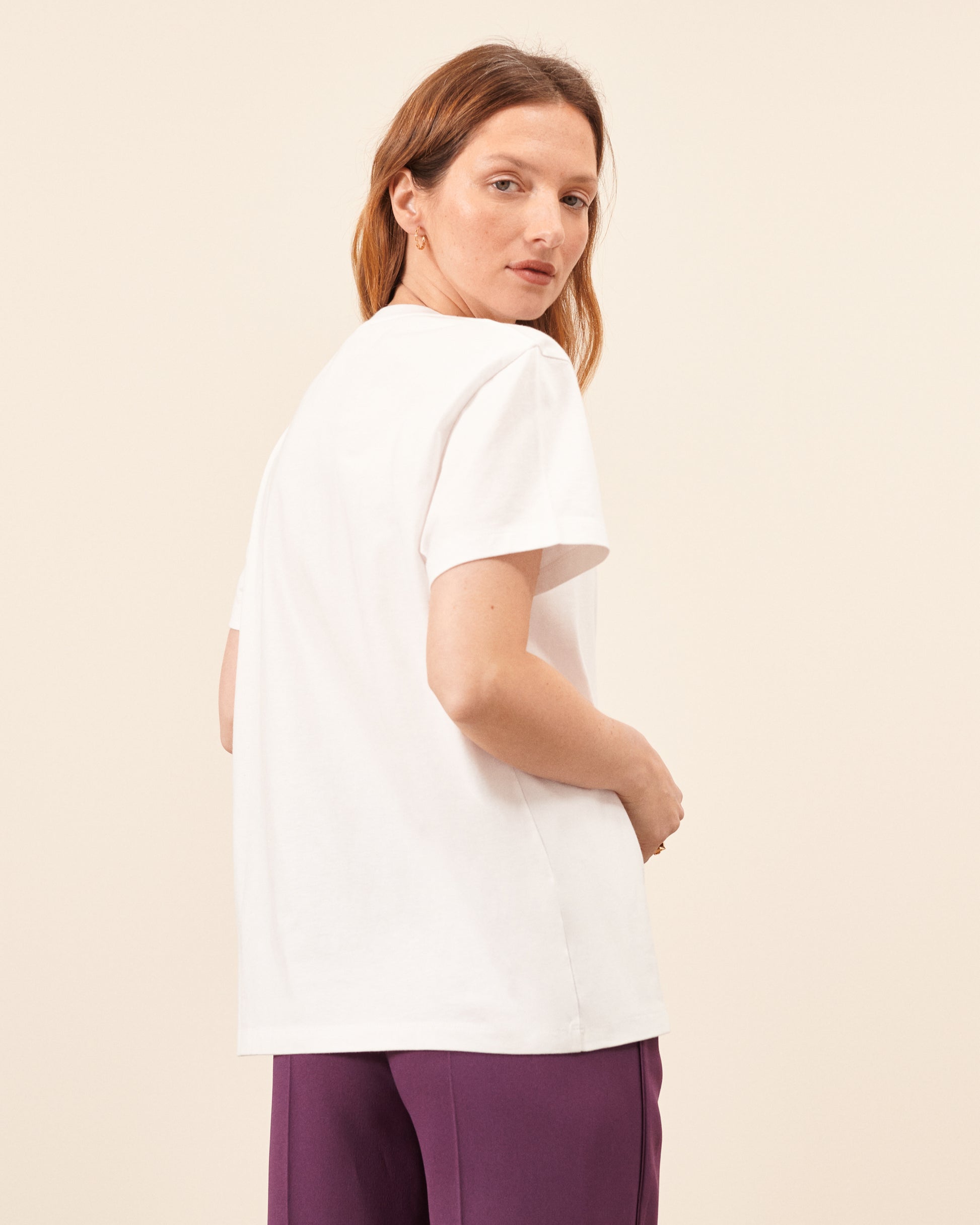 T-shirt Monogramme - Blanc / Terracotta tendance, chic Maison Sarah Lavoine Blanc / Terracotta Coton    3