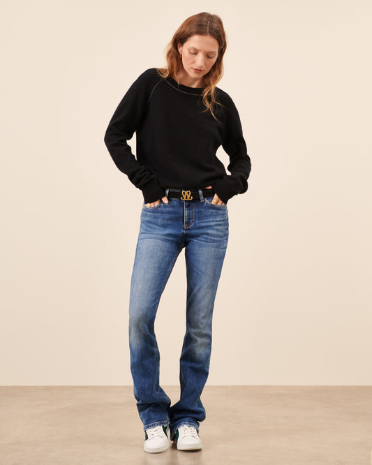 Jean Flare John - Bleu fluide, chic Maison Sarah Lavoine Bleu Minuit Coton   1