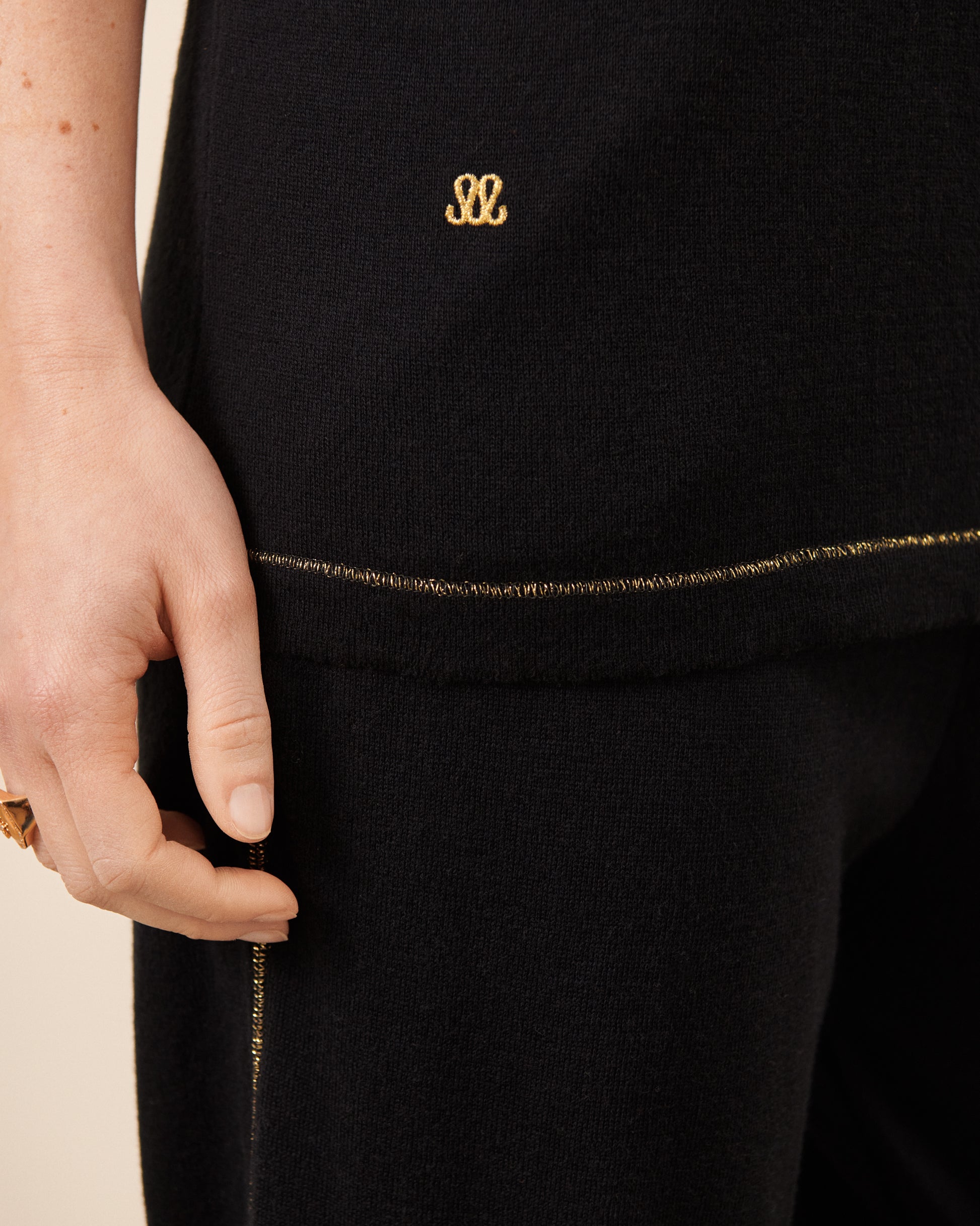 Tee-shirt pull Marcel - Noir tendance, chic Maison Sarah Lavoine Noir Coton   3