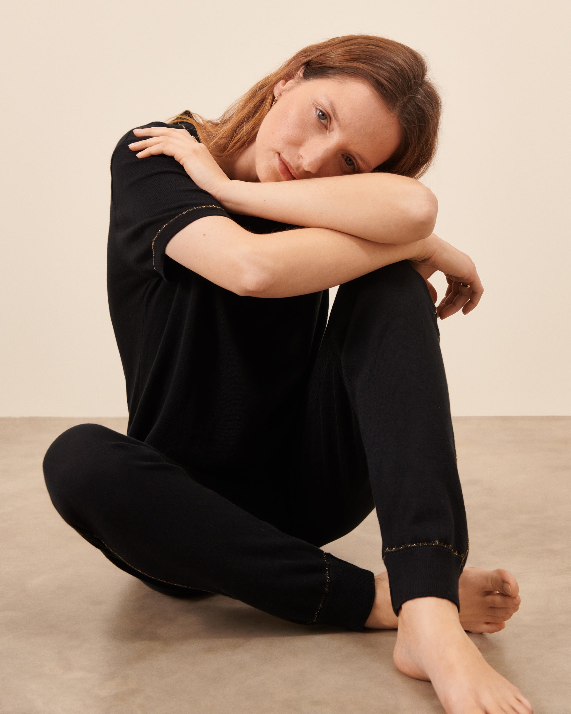 Pantalon jogging Marais - Noir fluide, chic Maison Sarah Lavoine Noir Coton   2