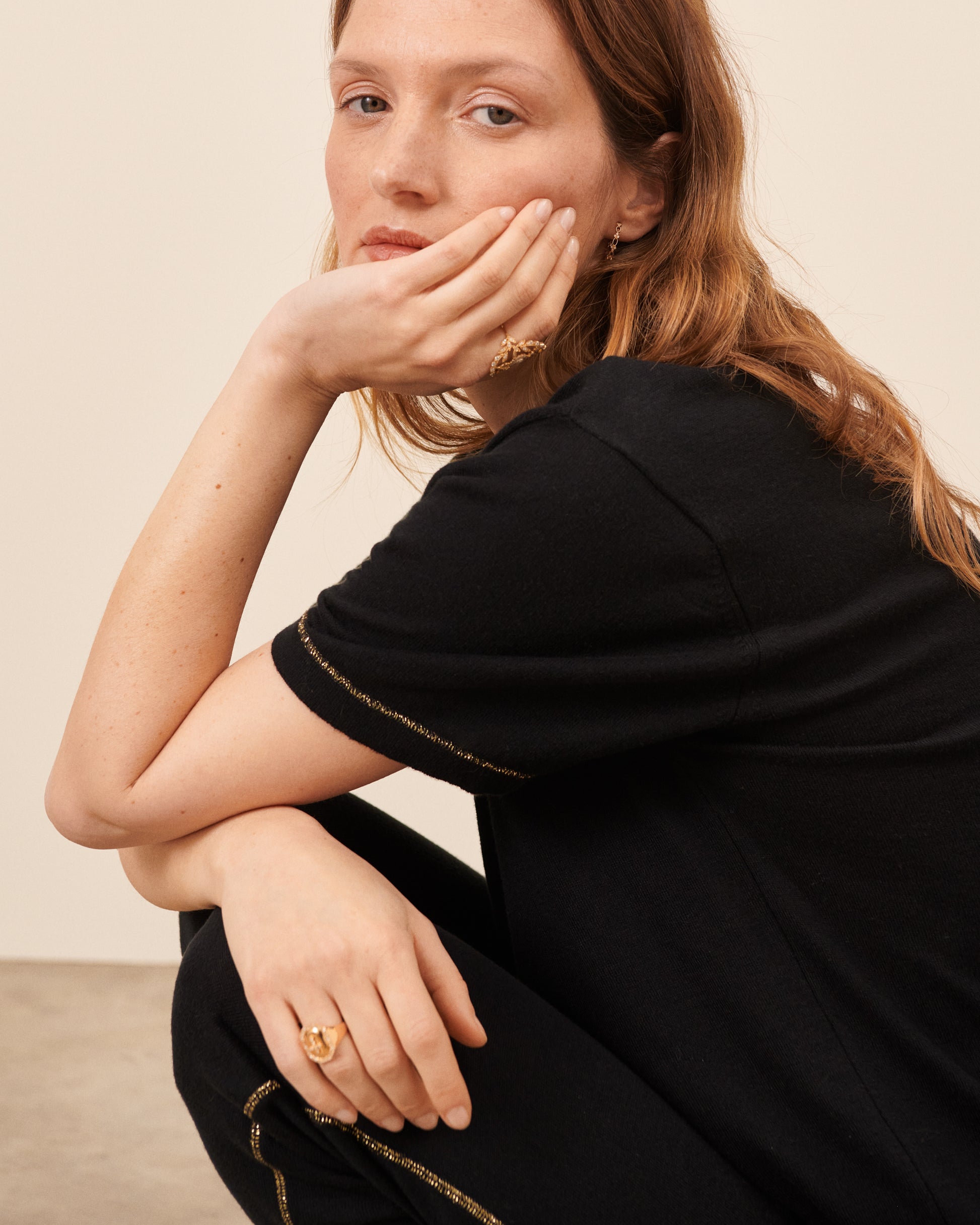 Tee-shirt pull Marcel - Noir tendance, chic Maison Sarah Lavoine Noir Coton   2