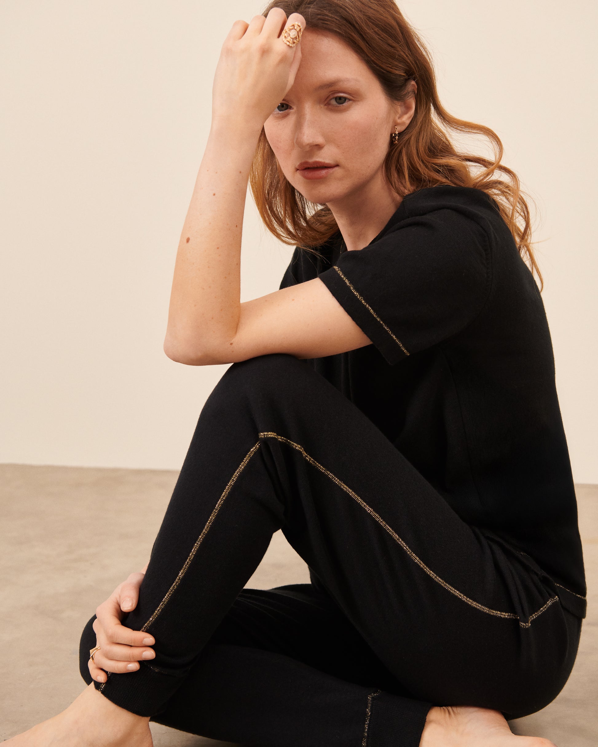 Pantalon jogging Marais - Noir fluide, chic Maison Sarah Lavoine Noir Coton   1