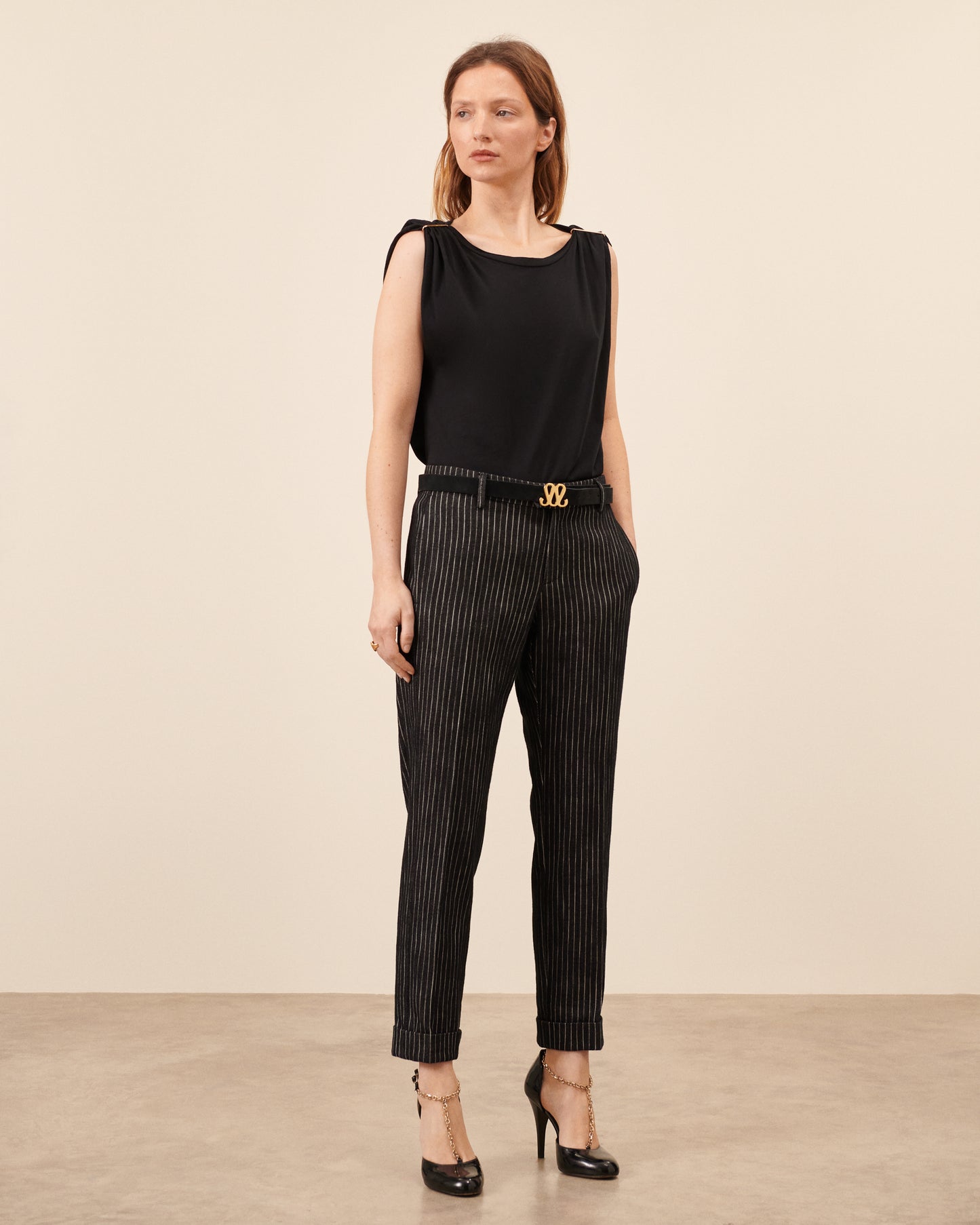 Pantalon Jourdain - Noir fluide, chic Maison Sarah Lavoine Noir / Blanc Coton 1