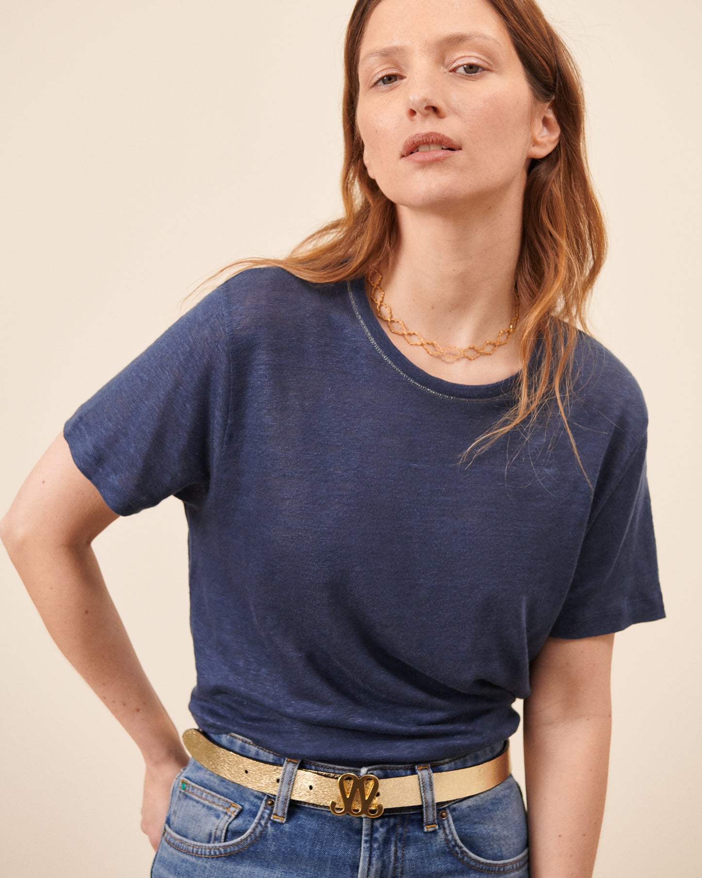T-shirt Lina - Bleu Nuit tendance Maison Sarah Lavoine Bleu Nuit Lin 1
