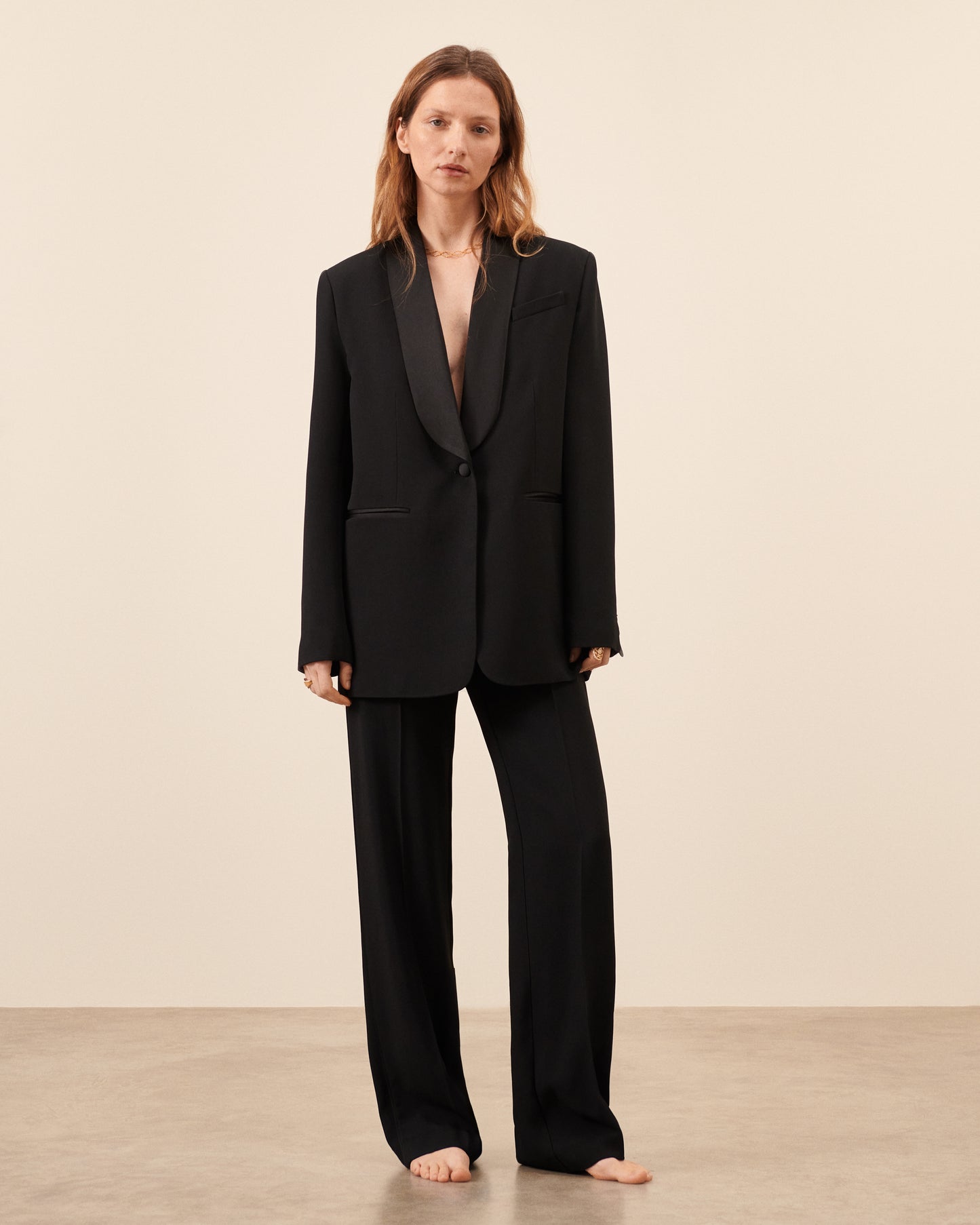 Pantalon Smoking à pince Iena - Noir fluide, chic Maison Sarah Lavoine Noir Acetate   3